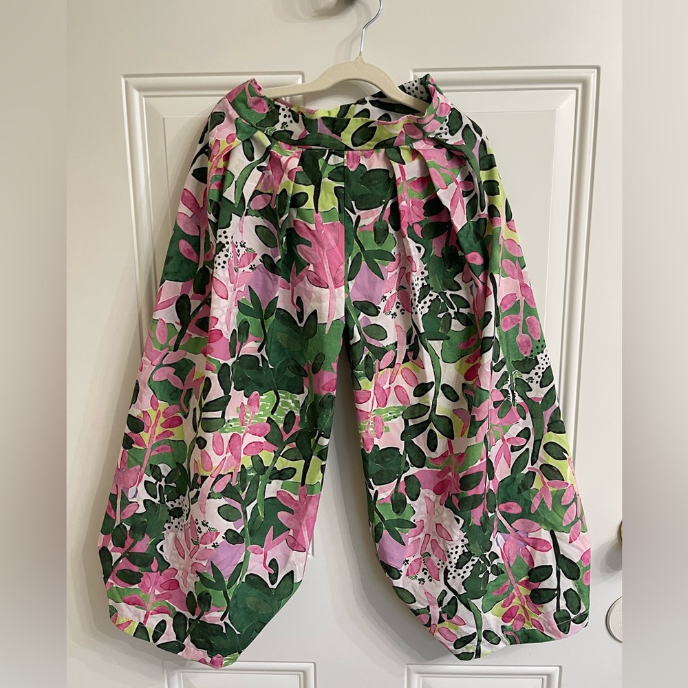 Mama Luma Girls 7-8 Designer Floral Wide-Leg Pant | Handcrafted Luxury Boutique